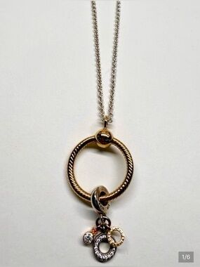 Pandora Shine O Pendant Necklace 24” Mixed Metal CZ Charms 925 ALE